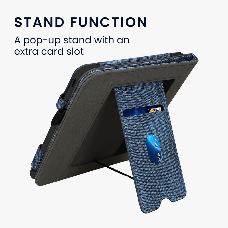 Laptop, Telefoane si Tablete - Ebook reader si accesorii - Accesorii eBook Reader - Husa pentru eBook Reader Kwmobile pentru Kobo Libra Colour, inchidere magnetica, piele ecologica, albastru, gri - Infinity.ro