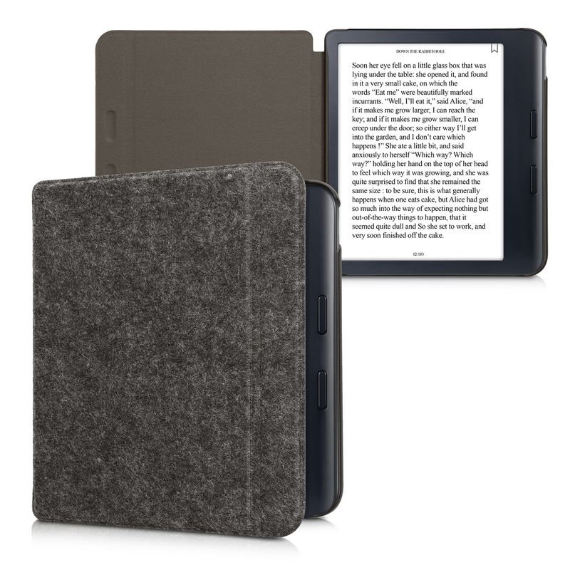 Laptop, Telefoane si Tablete - Ebook reader si accesorii - Accesorii eBook Reader - Husa pentru eBook Reader Kwmobile pentru Kobo Libra Colour, inchidere magnetica, fetru, textil, gri - Infinity.ro