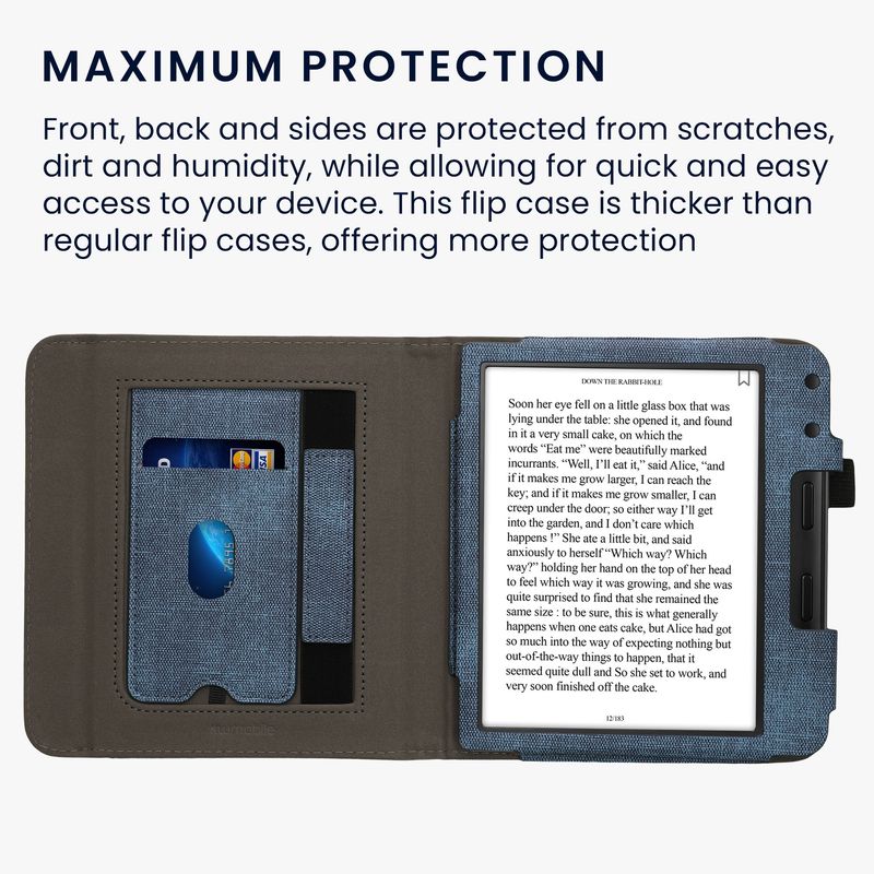Laptop, Telefoane si Tablete - Ebook reader si accesorii - Accesorii eBook Reader - Husa pentru eBook Reader Kwmobile pentru Kobo Libra Colour, inchidere magnetica, piele ecologica, albastru, gri - Infinity.ro