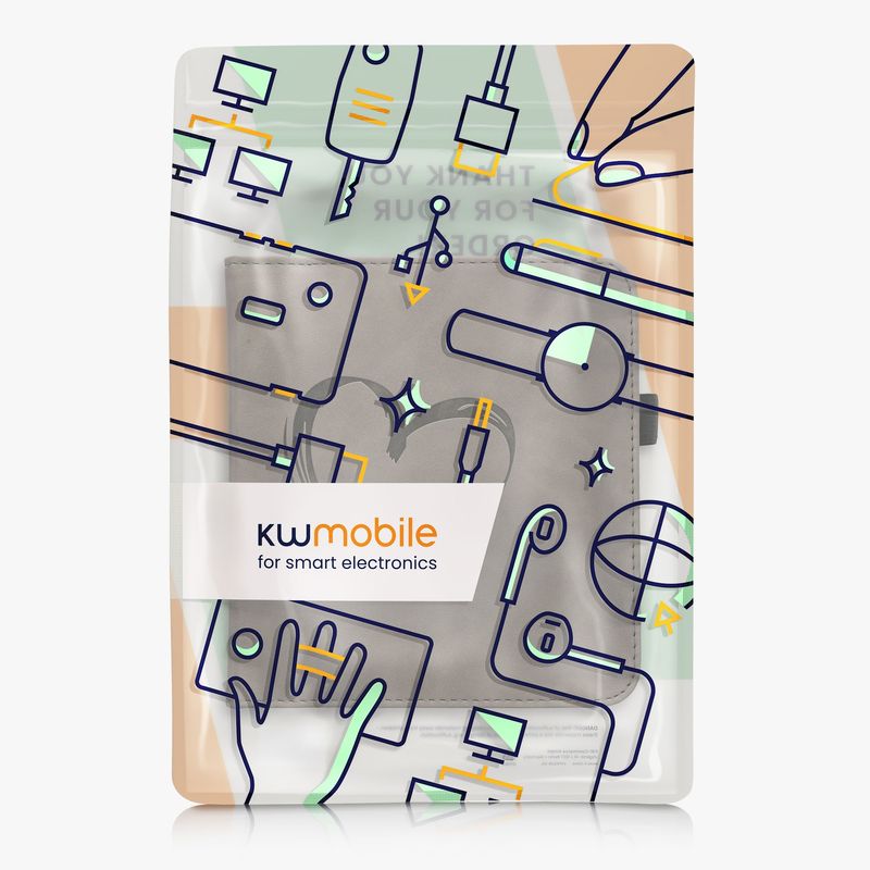 Laptop, Telefoane si Tablete - Ebook reader si accesorii - Accesorii eBook Reader - Husa pentru eBook Reader Kwmobile pentru Kobo Libra Colour, inchidere magnetica, design inima, piele ecologica, gri - Infinity.ro