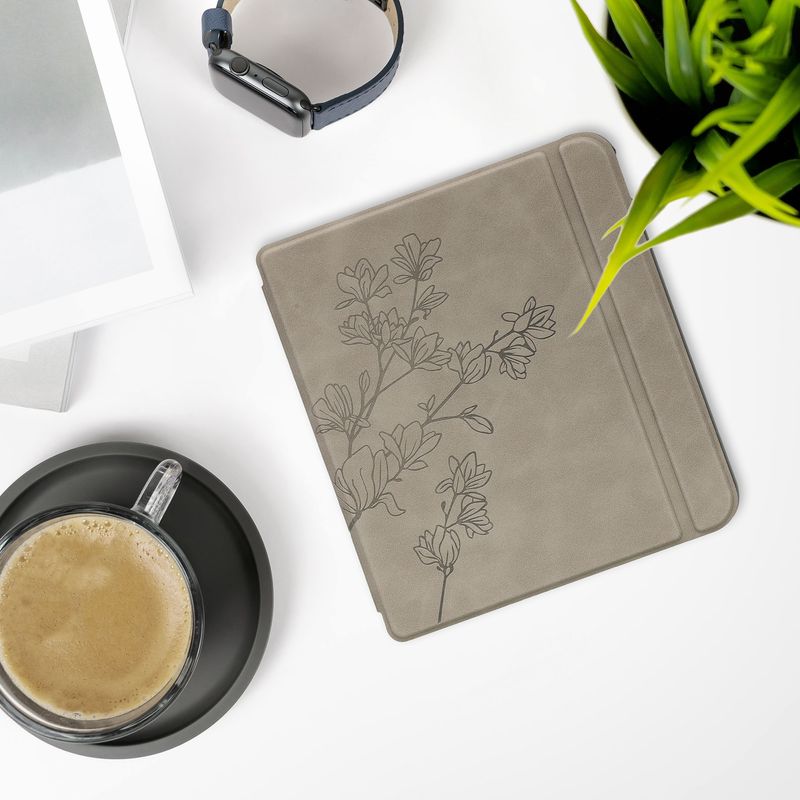 Laptop, Telefoane si Tablete - Ebook reader si accesorii - Accesorii eBook Reader - Husa pentru eBook Reader Kwmobile pentru Kobo Libra Colour, inchidere magnetica, piele ecologica, gri - Infinity.ro