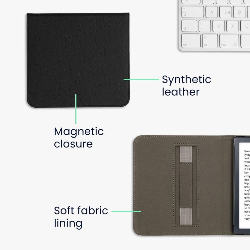 Laptop, Telefoane si Tablete - Ebook reader si accesorii - Accesorii eBook Reader - Husa pentru eBook Reader Kwmobile pentru Kobo Libra Colour, inchidere magnetica, piele ecologica, negru - Infinity.ro