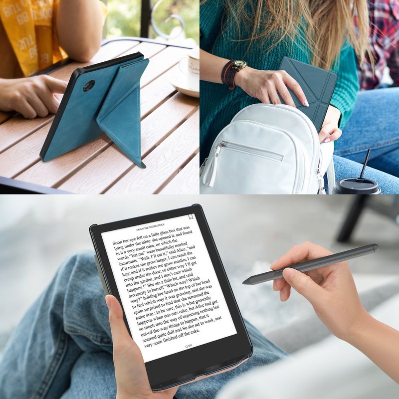 Laptop, Telefoane si Tablete - Ebook reader si accesorii - Accesorii eBook Reader - Husa pentru eBook Reader Kwmobile pentru Kobo Libra Colour, inchidere magnetica, piele ecologica, albastru - Infinity.ro