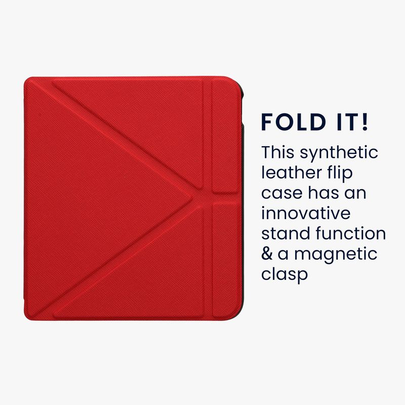 Laptop, Telefoane si Tablete - Ebook reader si accesorii - Accesorii eBook Reader - Husa pentru eBook Reader Kwmobile pentru Kobo Libra Colour, inchidere magnetica, piele ecologica, rosu - Infinity.ro