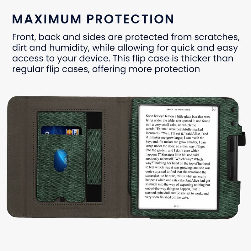 Laptop, Telefoane si Tablete - Ebook reader si accesorii - Accesorii eBook Reader - Husa pentru eBook Reader Kwmobile pentru Kobo Libra Colour, inchidere magnetica, piele ecologica, verde inchis, gri - Infinity.ro