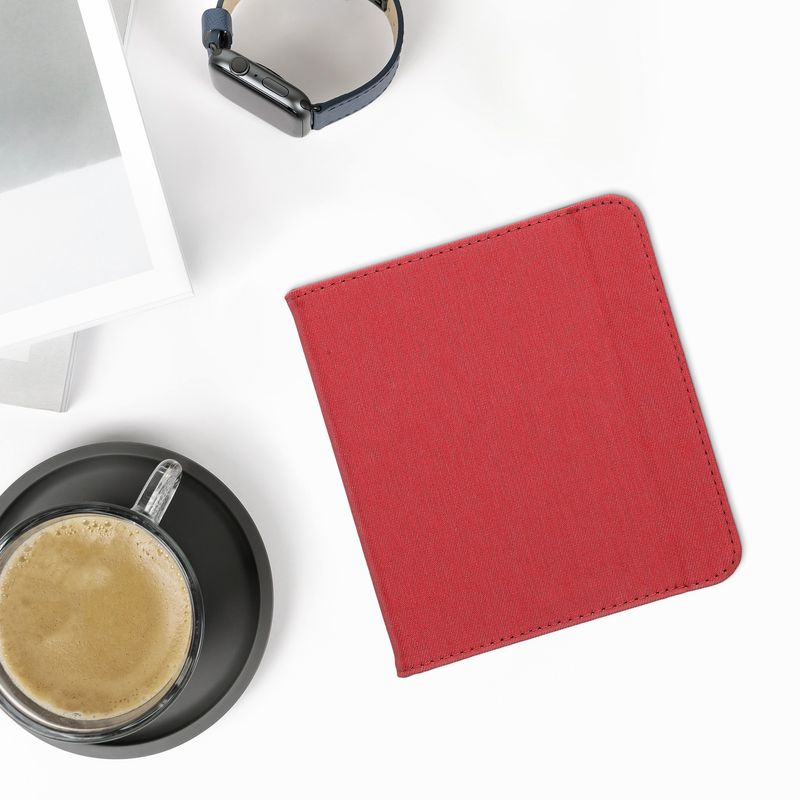 Laptop, Telefoane si Tablete - Ebook reader si accesorii - Accesorii eBook Reader - Husa pentru eBook Reader Kwmobile pentru Kobo Libra Colour, inchidere magnetica, textil, rosu - Infinity.ro