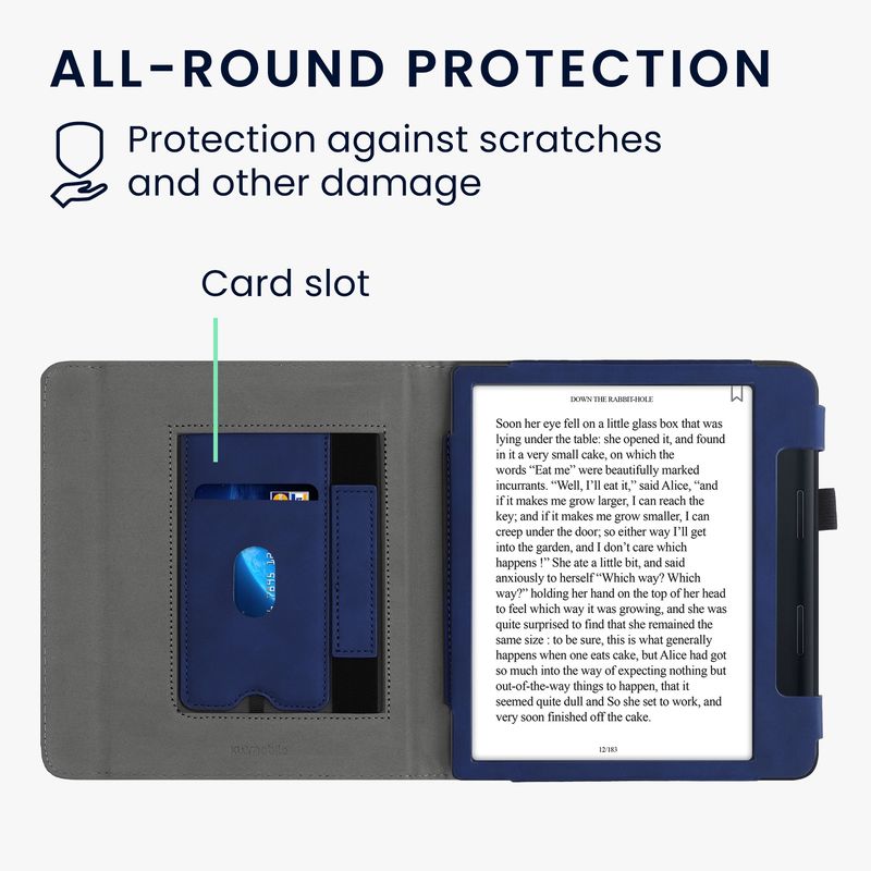 Laptop, Telefoane si Tablete - Ebook reader si accesorii - Accesorii eBook Reader - Husa pentru eBook Reader Kwmobile pentru Kobo Sage, inchidere magnetica, buzunar card, piele ecologica, albastru - Infinity.ro