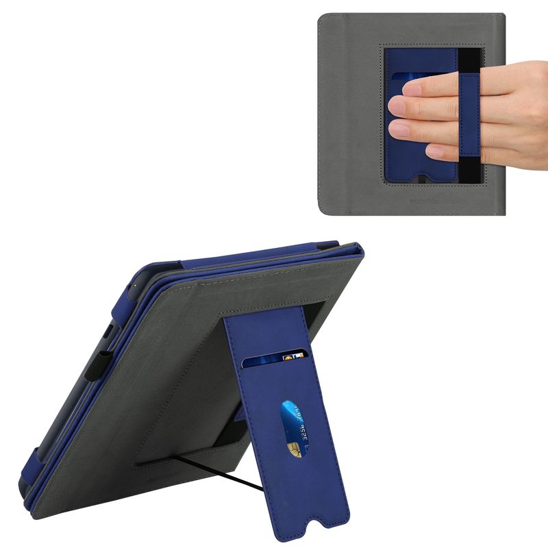 Laptop, Telefoane si Tablete - Ebook reader si accesorii - Accesorii eBook Reader - Husa pentru eBook Reader Kwmobile pentru Kobo Sage, inchidere magnetica, buzunar card, piele ecologica, albastru - Infinity.ro