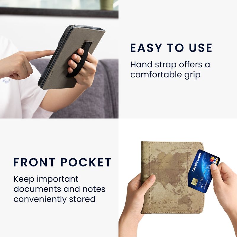 Laptop, Telefoane si Tablete - Ebook reader si accesorii - Accesorii eBook Reader - Husa pentru eBook Reader Kwmobile pentru PocketBook Era, Era Color, inchidere magnetica, piele ecologica, maro - Infinity.ro