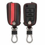 Auto si Moto - Electronice auto - Accesorii electronice auto - Husa cheie auto Kwmobile pentru VW, SEAT Golf 7, Mk7, Polo, Jetta 4, antiderapanta, piele ecologica, rosu, negru - Infinity.ro