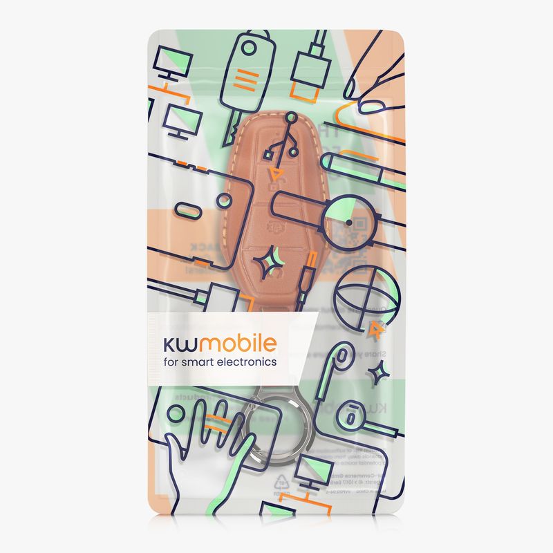 Auto si Moto - Electronice auto - Accesorii electronice auto - Husa pentru cheie auto Kwmobile pentru BYD Atto 3, Atto 2, Sealion, Han, anti-alunecare, piele naturala, maro - Infinity.ro