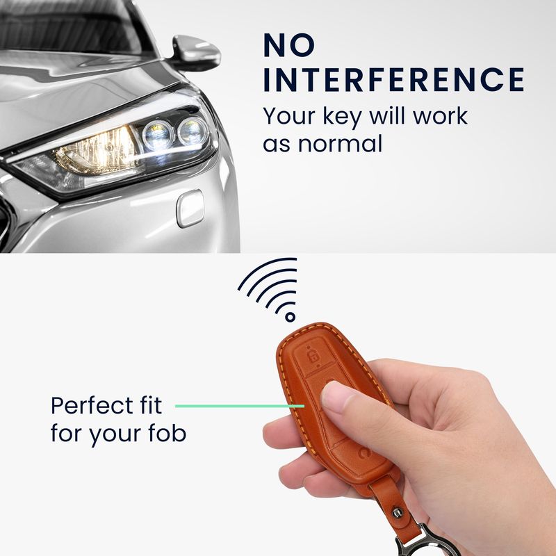 Auto si Moto - Electronice auto - Accesorii electronice auto - Husa pentru cheie auto Kwmobile pentru BYD Atto 3, Atto 2, Sealion, Han, anti-alunecare, piele naturala, maro - Infinity.ro
