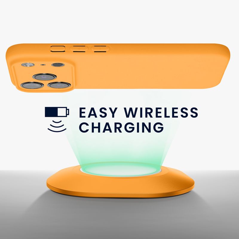 Laptop, Telefoane si Tablete - Telefoane mobile si accesorii - Accesorii Telefoane - Huse telefoane - Husa Kwmobile pentru iPhone 17 Pro, incarcare wireless, anti-alunecare, silicon, portocaliu - Infinity.ro