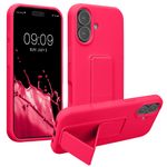 Laptop, Telefoane si Tablete - Telefoane mobile si accesorii - Accesorii Telefoane - Huse telefoane - Husa Kwmobile pentru iPhone 17, functie stand, silicon, roz neon - Infinity.ro