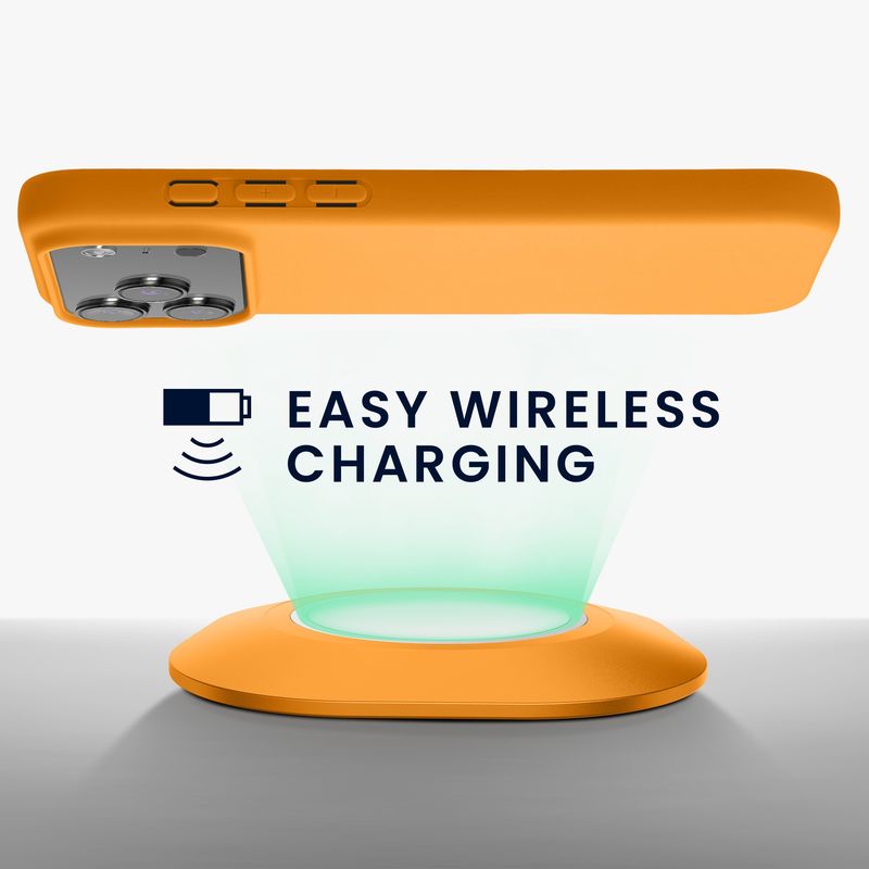 Laptop, Telefoane si Tablete - Telefoane mobile si accesorii - Accesorii Telefoane - Huse telefoane - Husa Kwmobile pentru iPhone 17 Pro Max, incarcare wireless, anti-alunecare, silicon, portocaliu - Infinity.ro