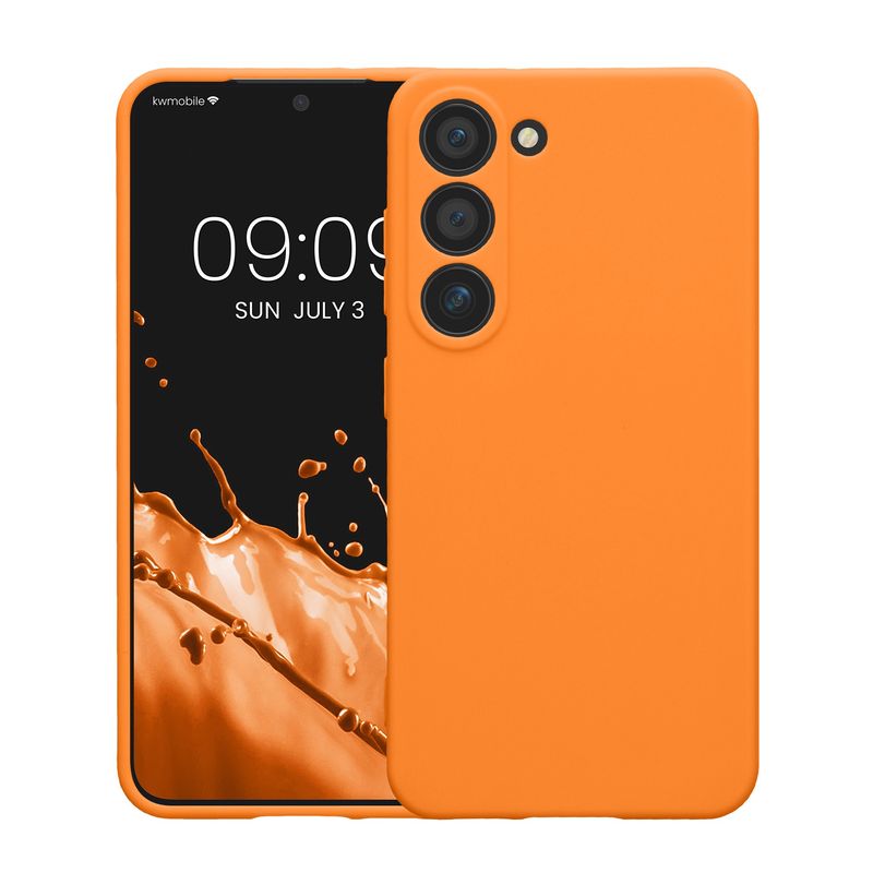 Laptop, Telefoane si Tablete - Telefoane mobile si accesorii - Accesorii Telefoane - Huse telefoane - Husa Kwmobile pentru Samsung Galaxy S23, anti-alunecare, protectie la zgarieturi, silicon, portocaliu - Infinity.ro