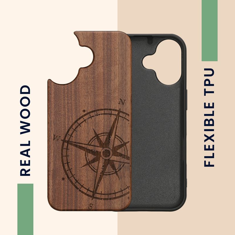 Laptop, Telefoane si Tablete - Telefoane mobile si accesorii - Accesorii Telefoane - Huse telefoane - Husa Kwmobile pentru iPhone 17, protectie la socuri, lemn, TPU, maro - Infinity.ro