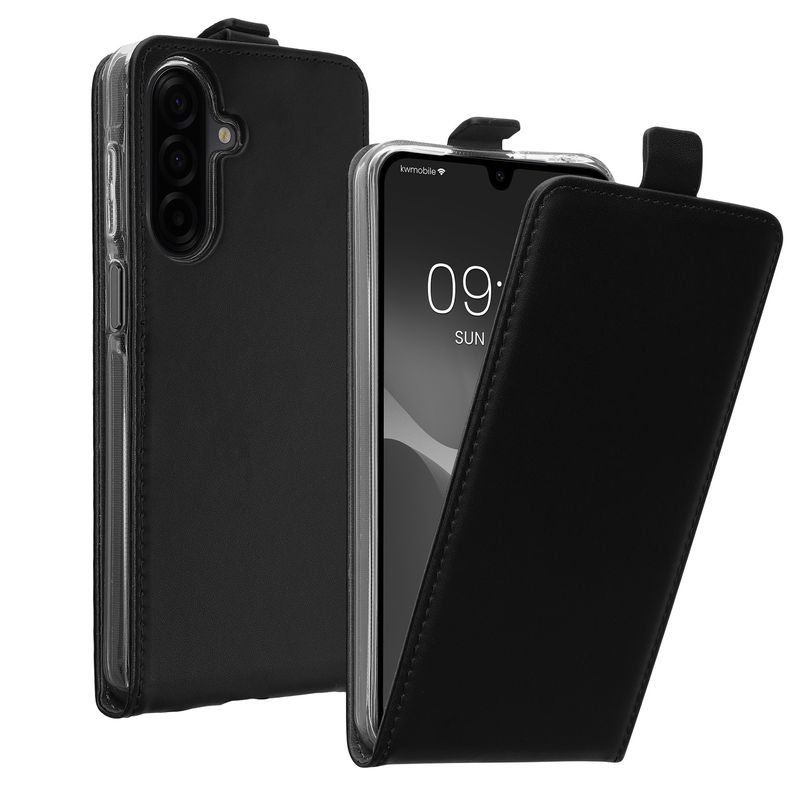 Laptop, Telefoane si Tablete - Telefoane mobile si accesorii - Accesorii Telefoane - Huse telefoane - Husa tip flip Kwmobile pentru Samsung Galaxy A17 4G/5G, inchidere magnetica, piele ecologica, negru - Infinity.ro