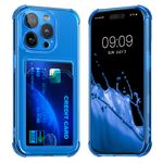 Laptop, Telefoane si Tablete - Telefoane mobile si accesorii - Accesorii Telefoane - Huse telefoane - Husa Kwmobile pentru iPhone 15 Pro, buzunar card, TPU, albastru, transparent - Infinity.ro