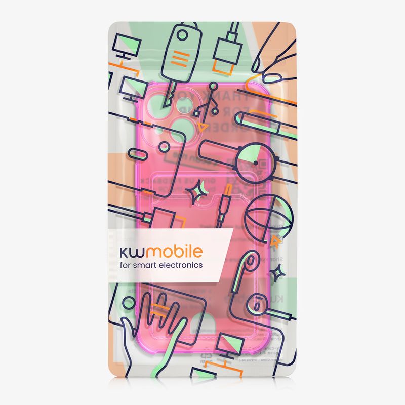 Laptop, Telefoane si Tablete - Telefoane mobile si accesorii - Accesorii Telefoane - Huse telefoane - Husa Kwmobile pentru iPhone 15, buzunar card, TPU, roz, transparent - Infinity.ro