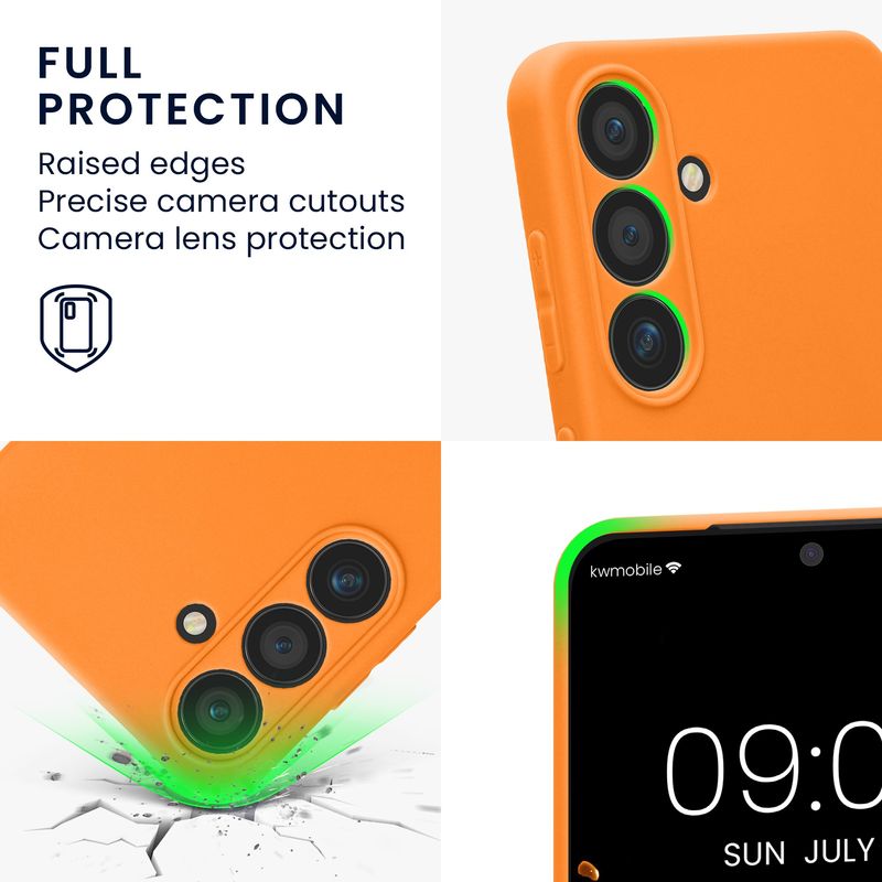 Laptop, Telefoane si Tablete - Telefoane mobile si accesorii - Accesorii Telefoane - Huse telefoane - Husa Kwmobile pentru Samsung Galaxy S24, anti-alunecare, protectie la zgarieturi, silicon, portocaliu - Infinity.ro