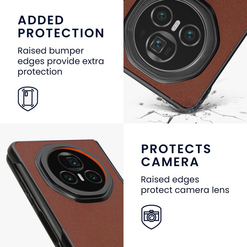 Laptop, Telefoane si Tablete - Telefoane mobile si accesorii - Accesorii Telefoane - Huse telefoane - Husa Kwmobile pentru Honor Magic V3, protectie la socuri, piele ecologica, maro - Infinity.ro
