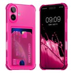 Laptop, Telefoane si Tablete - Telefoane mobile si accesorii - Accesorii Telefoane - Huse telefoane - Husa Kwmobile pentru iPhone 16, buzunar card, TPU, roz, transparent - Infinity.ro