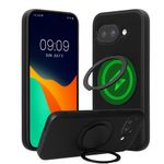 Laptop, Telefoane si Tablete - Telefoane mobile si accesorii - Accesorii Telefoane - Huse telefoane - Husa cu suport Kwmobile pentru Google Pixel 9a, compatibilitate MagSafe, plastic, piele ecologica, negru - Infinity.ro