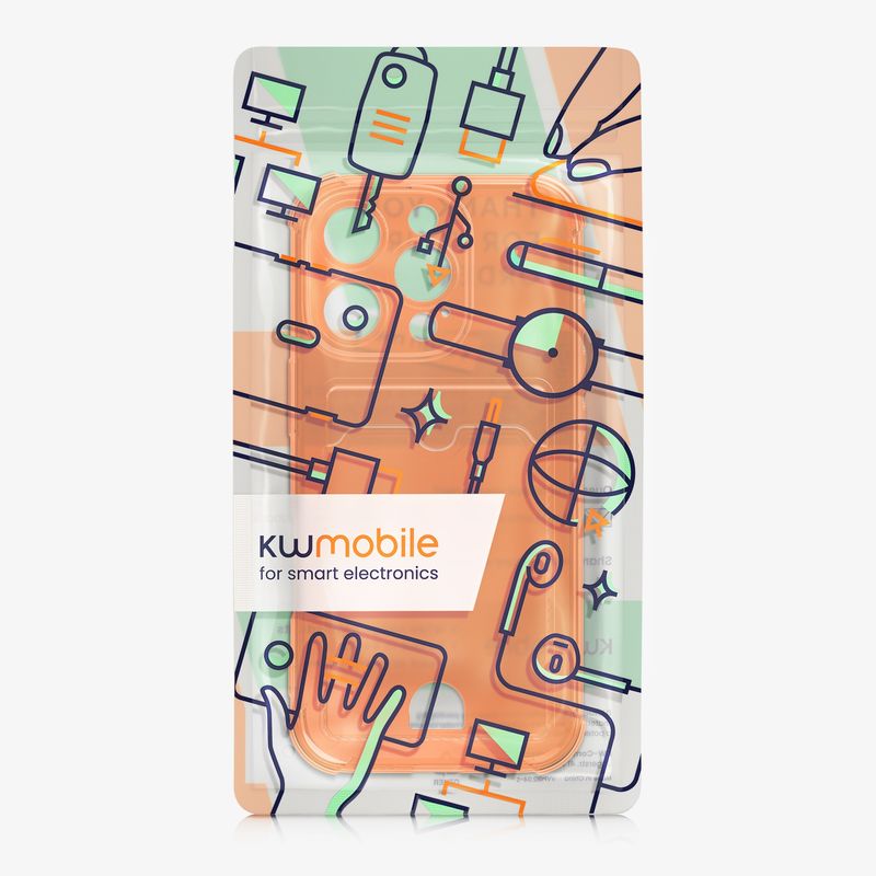 Laptop, Telefoane si Tablete - Telefoane mobile si accesorii - Accesorii Telefoane - Huse telefoane - Husa Kwmobile pentru iPhone 16 Pro, buzunar card, TPU, portocaliu, transparent - Infinity.ro