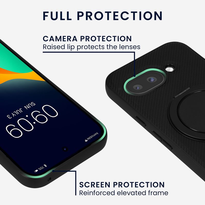 Laptop, Telefoane si Tablete - Telefoane mobile si accesorii - Accesorii Telefoane - Huse telefoane - Husa cu suport Kwmobile pentru Google Pixel 9a, compatibilitate MagSafe, plastic, piele ecologica, negru - Infinity.ro