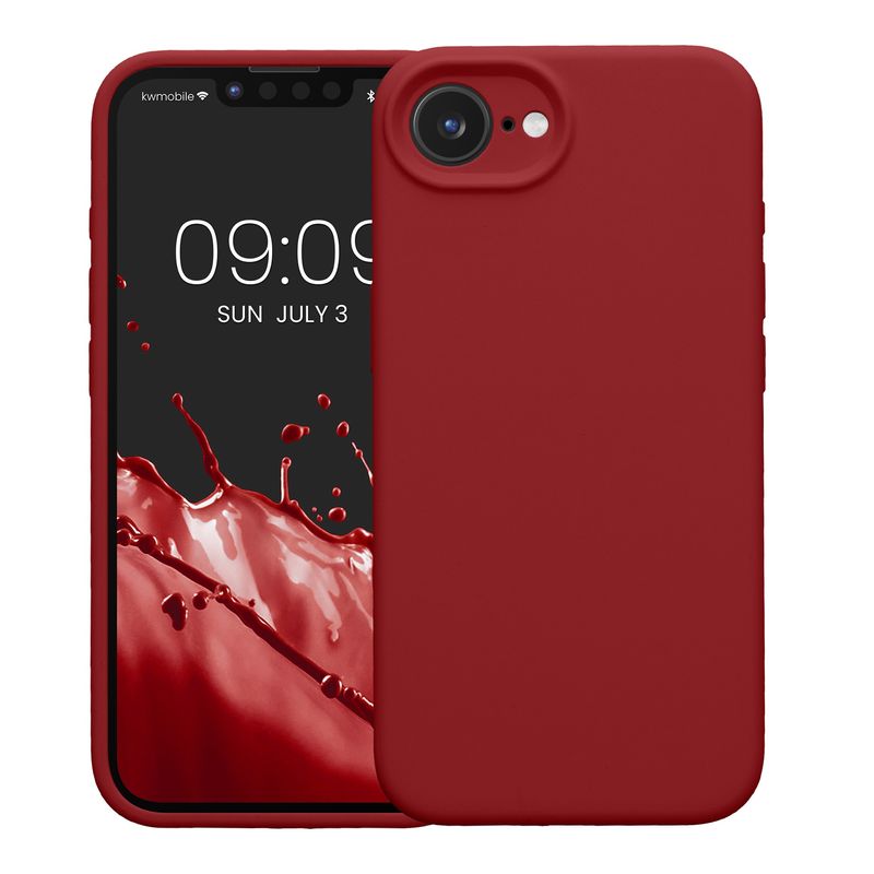 Laptop, Telefoane si Tablete - Telefoane mobile si accesorii - Accesorii Telefoane - Huse telefoane - Husa Kwmobile pentru iPhone 17e/16e, anti-alunecare, silicon, rosu rubarba - Infinity.ro