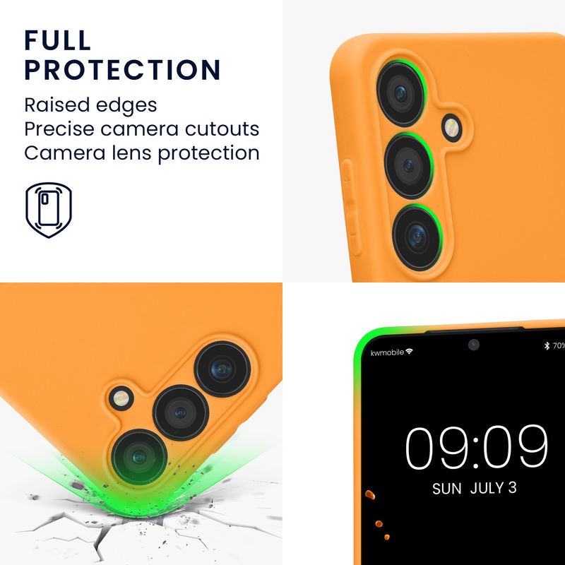 Laptop, Telefoane si Tablete - Telefoane mobile si accesorii - Accesorii Telefoane - Huse telefoane - Husa Kwmobile pentru Samsung Galaxy S25, anti-alunecare, protectie la zgarieturi, silicon, portocaliu - Infinity.ro