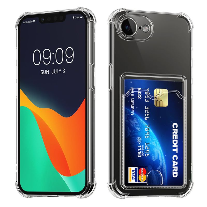 Laptop, Telefoane si Tablete - Telefoane mobile si accesorii - Accesorii Telefoane - Huse telefoane - Husa Kwmobile pentru iPhone 17e/16e, buzunar card, protectie la socuri, TPU, transparent - Infinity.ro