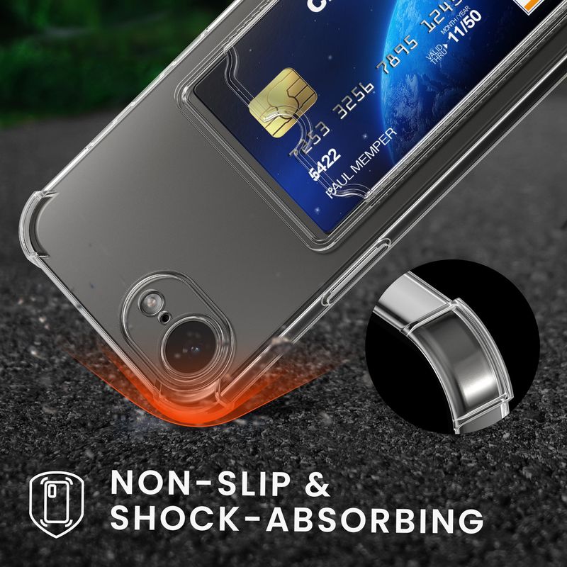 Laptop, Telefoane si Tablete - Telefoane mobile si accesorii - Accesorii Telefoane - Huse telefoane - Husa Kwmobile pentru iPhone 17e/16e, buzunar card, protectie la socuri, TPU, transparent - Infinity.ro