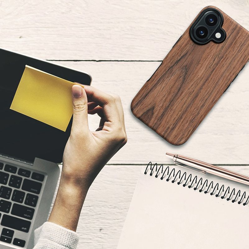 Laptop, Telefoane si Tablete - Telefoane mobile si accesorii - Accesorii Telefoane - Huse telefoane - Husa Kwmobile pentru iPhone 16, anti-alunecare, protectie la socuri, lemn, TPU, maro - Infinity.ro