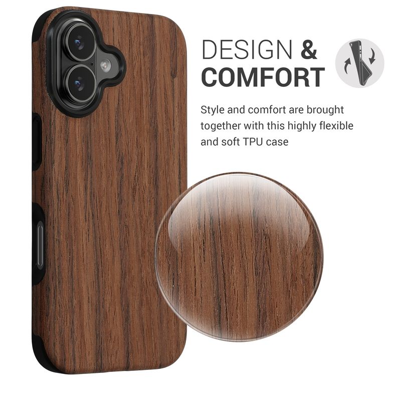 Laptop, Telefoane si Tablete - Telefoane mobile si accesorii - Accesorii Telefoane - Huse telefoane - Husa Kwmobile pentru iPhone 17, anti-alunecare, protectie la socuri, lemn, TPU, maro - Infinity.ro