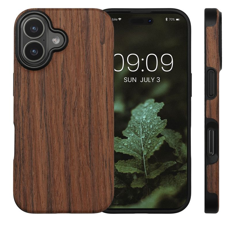 Laptop, Telefoane si Tablete - Telefoane mobile si accesorii - Accesorii Telefoane - Huse telefoane - Husa Kwmobile pentru iPhone 17, anti-alunecare, protectie la socuri, lemn, TPU, maro - Infinity.ro