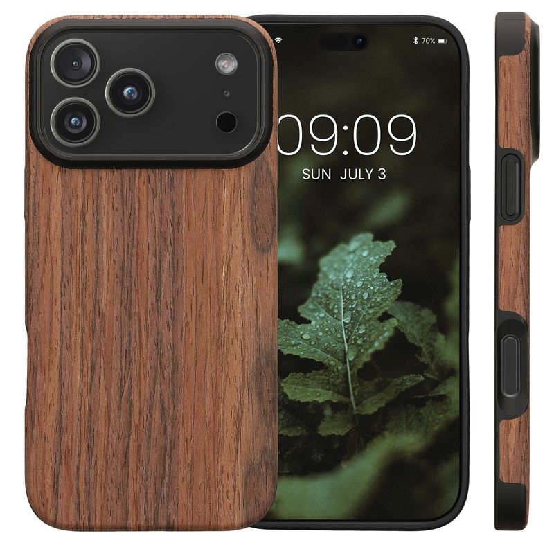 Laptop, Telefoane si Tablete - Telefoane mobile si accesorii - Accesorii Telefoane - Huse telefoane - Husa Kwmobile pentru iPhone 17 Pro Max, anti-alunecare, lemn, TPU, aspect maro - Infinity.ro