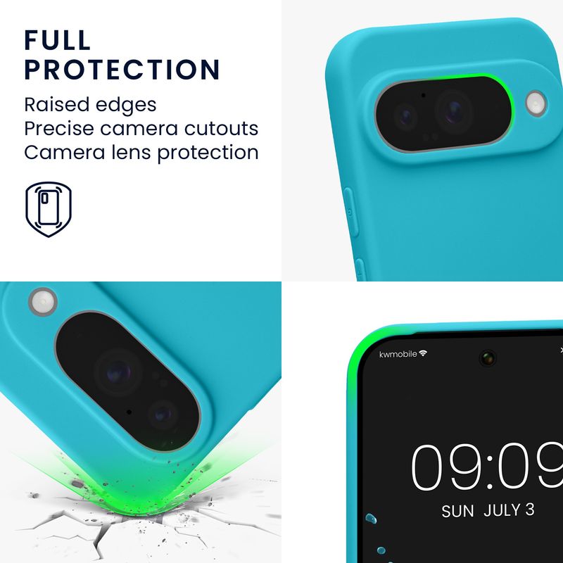 Laptop, Telefoane si Tablete - Telefoane mobile si accesorii - Accesorii Telefoane - Huse telefoane - Husa Kwmobile pentru Google Pixel 10, anti-alunecare, silicon, albastru glaciar - Infinity.ro