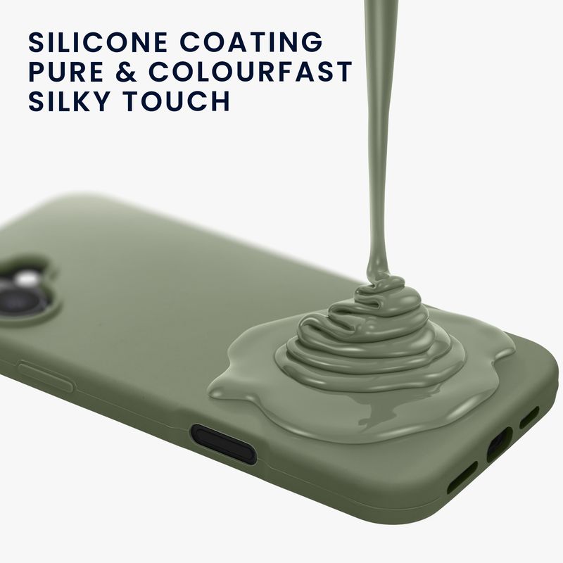 Laptop, Telefoane si Tablete - Telefoane mobile si accesorii - Accesorii Telefoane - Huse telefoane - Husa Kwmobile pentru iPhone 16, anti-alunecare, silicon, verde, gri - Infinity.ro