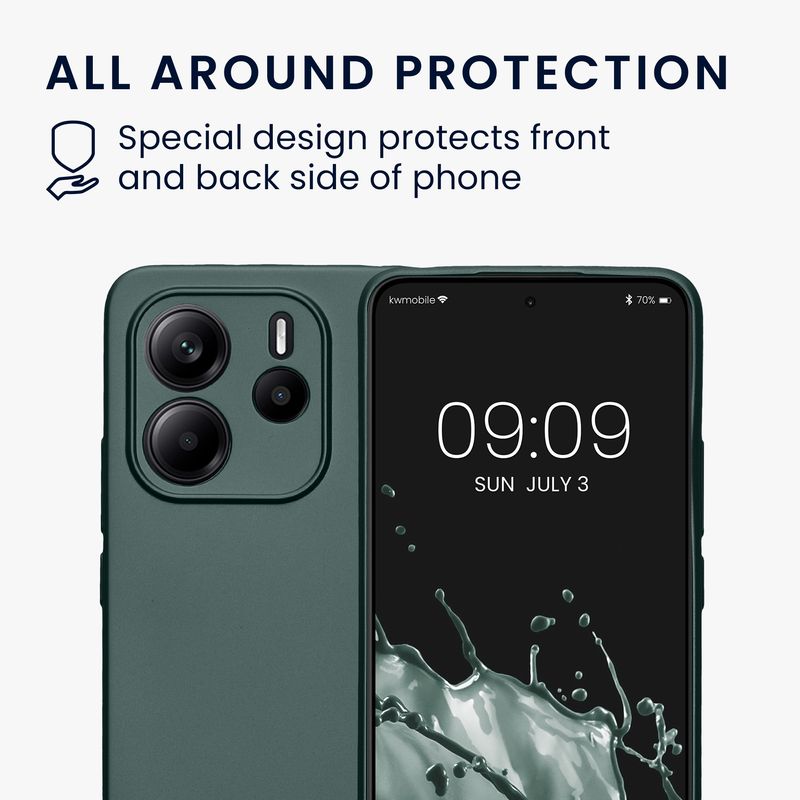 Laptop, Telefoane si Tablete - Telefoane mobile si accesorii - Accesorii Telefoane - Huse telefoane - Husa Kwmobile pentru Xiaomi Redmi Note 14 4G, anti-alunecare, silicon, turcoaz metalizat - Infinity.ro