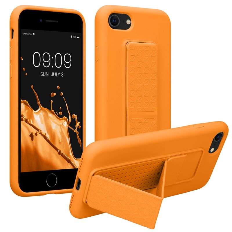 Laptop, Telefoane si Tablete - Telefoane mobile si accesorii - Accesorii Telefoane - Huse telefoane - Husa Kwmobile pentru iPhone SE3/SE2/SE (2022)/SE (2020), functie stand, silicon, portocaliu - Infinity.ro