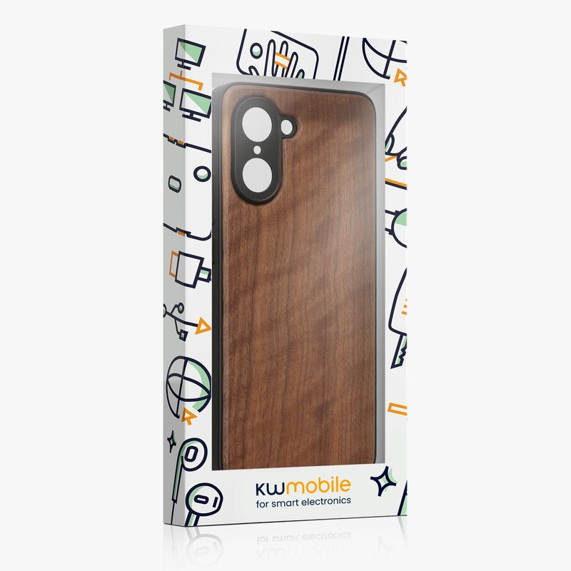 Laptop, Telefoane si Tablete - Telefoane mobile si accesorii - Accesorii Telefoane - Huse telefoane - Husa tip bumper Kwmobile pentru OnePlus Nord CE5, anti-alunecare, protectie la socuri, lemn, TPU, maro - Infinity.ro