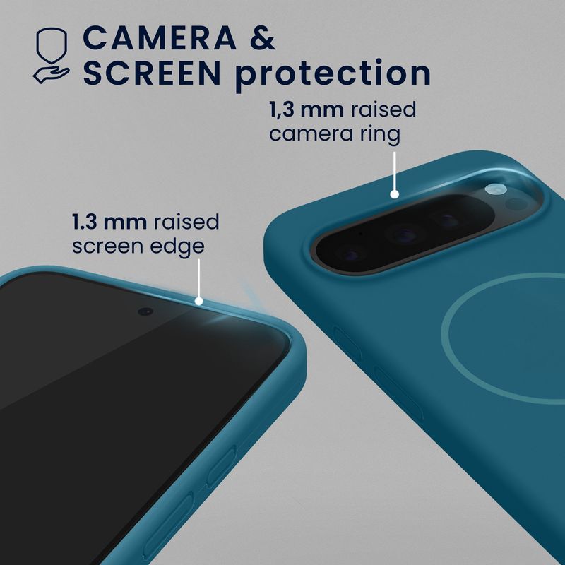 Laptop, Telefoane si Tablete - Telefoane mobile si accesorii - Accesorii Telefoane - Huse telefoane - Husa Kwmobile pentru Google Pixel 10/Pixel 10 Pro, compatibilitate MagSafe, protectie la socuri, silicon, albastru - Infinity.ro