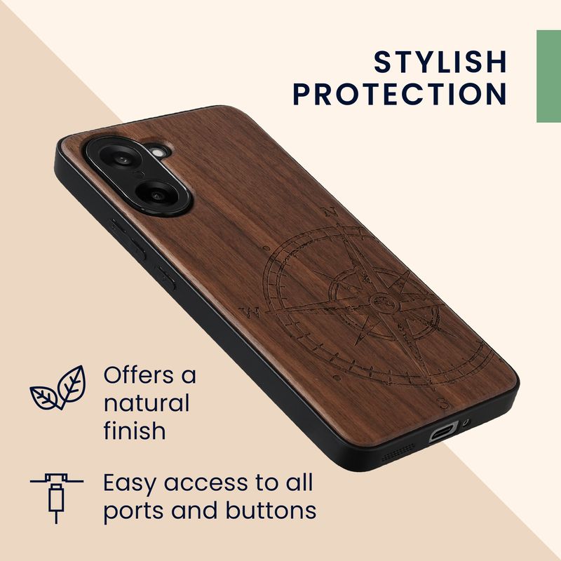 Laptop, Telefoane si Tablete - Telefoane mobile si accesorii - Accesorii Telefoane - Huse telefoane - Husa tip bumper Kwmobile pentru OnePlus Nord CE5, anti-alunecare, lemn, TPU, maro - Infinity.ro