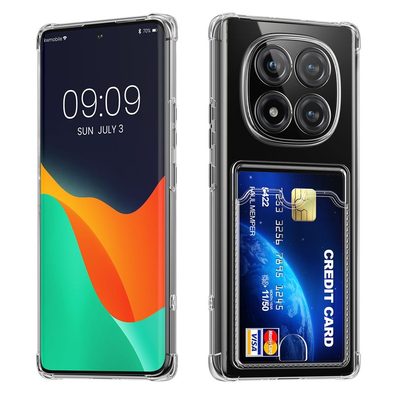 Laptop, Telefoane si Tablete - Telefoane mobile si accesorii - Accesorii Telefoane - Huse telefoane - Husa Kwmobile pentru Xiaomi Redmi Note 14 Pro 5G/Redmi Note 14 Pro Plus 5G/Poco X7, buzunar card, TPU, transparent - Infinity.ro