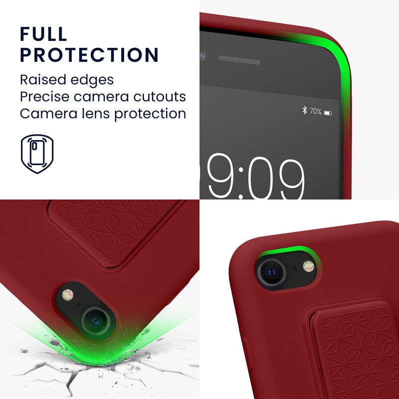 Laptop, Telefoane si Tablete - Telefoane mobile si accesorii - Accesorii Telefoane - Huse telefoane - Husa Kwmobile pentru iPhone SE3/SE2/SE (2022)/SE (2020), functie stand, silicon, rosu - Infinity.ro