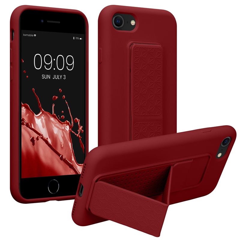 Laptop, Telefoane si Tablete - Telefoane mobile si accesorii - Accesorii Telefoane - Huse telefoane - Husa Kwmobile pentru iPhone SE3/SE2/SE (2022)/SE (2020), functie stand, silicon, rosu - Infinity.ro