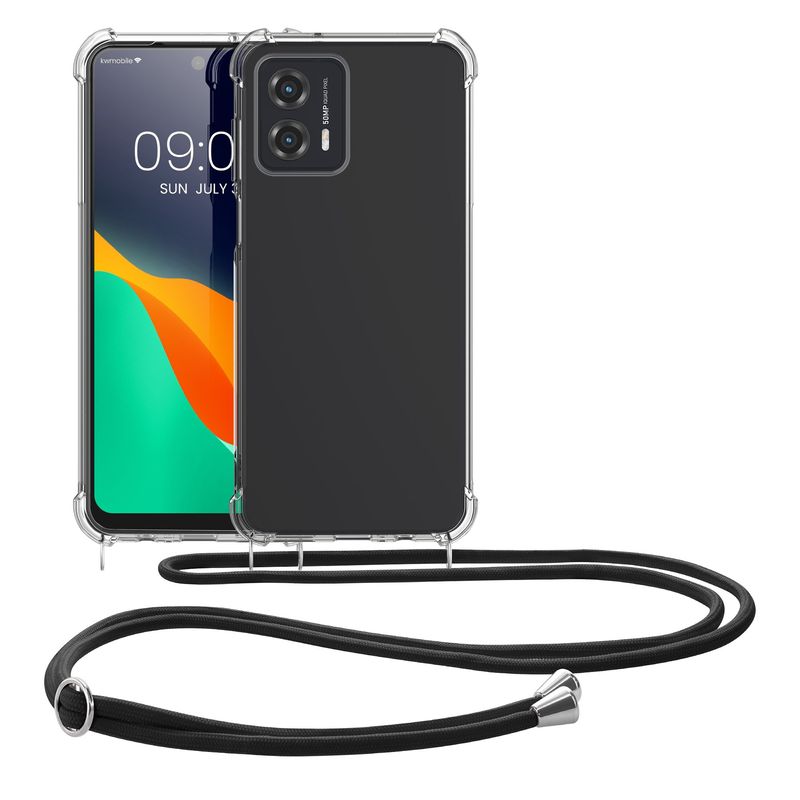 Laptop, Telefoane si Tablete - Telefoane mobile si accesorii - Accesorii Telefoane - Huse telefoane - Husa Kwmobile pentru Motorola Moto G53 5G, protectie la socuri, TPU, transparent, negru - Infinity.ro