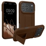 Laptop, Telefoane si Tablete - Telefoane mobile si accesorii - Accesorii Telefoane - Huse telefoane - Husa Kwmobile pentru iPhone 17 Pro, functie stand, silicon, maro - Infinity.ro
